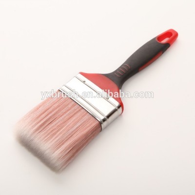 Tapered Synthetic Filament Flat Paint Brush with Rubber - Plastic Handle