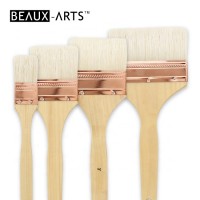 Flat Paint Brushes Set With Hog Bristle and Short Varnished Birch Wood Handle For Oil&Acrylic