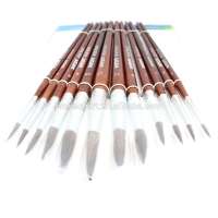 12Pcs/Set Artist Paint Brush Set Round Shape Nylon Hair Wooden Handle For Watercolor Acrylic Painting Brush Art Supplies